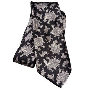 Oscar De La Renta Couture Men's Black Paisley Silk Neck Tie